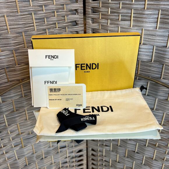 RARE Fendi Black Vitello Elite Calfskin Leather Crystal Eye Monster Long Wallet - Picture 2 of 13